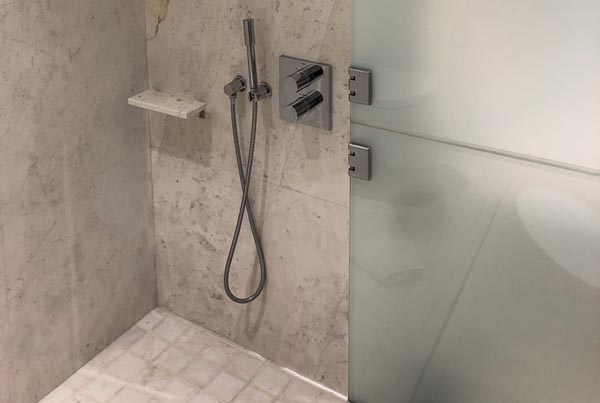 Shower with low level controls. 