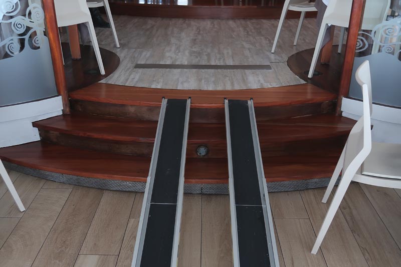 Mobile ramps to access the table area of the restaurant. 