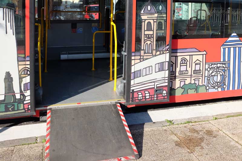 Access ramp to tourist bus
